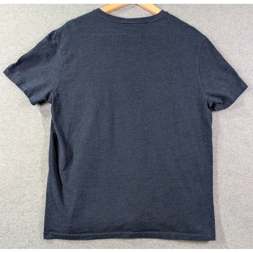 Polo Ralph Lauren Mens L Heather Navy V-Neck T-Shirt Pony Logo Minimalist Preppy
